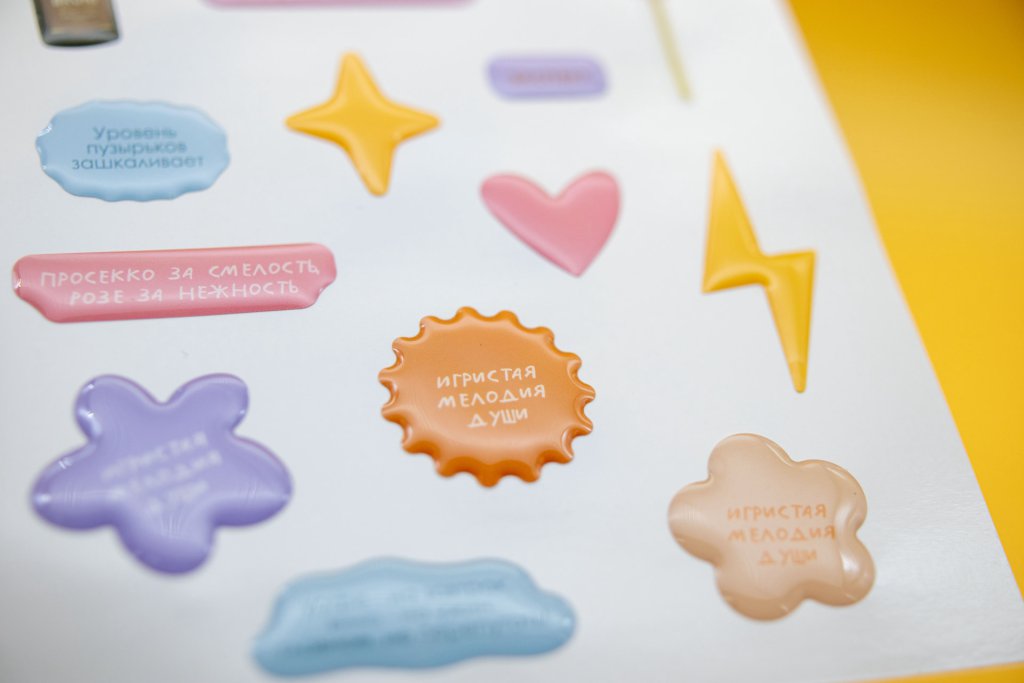 Mixed-outline sticker sheet with flowers, hearts, stars and printed labels