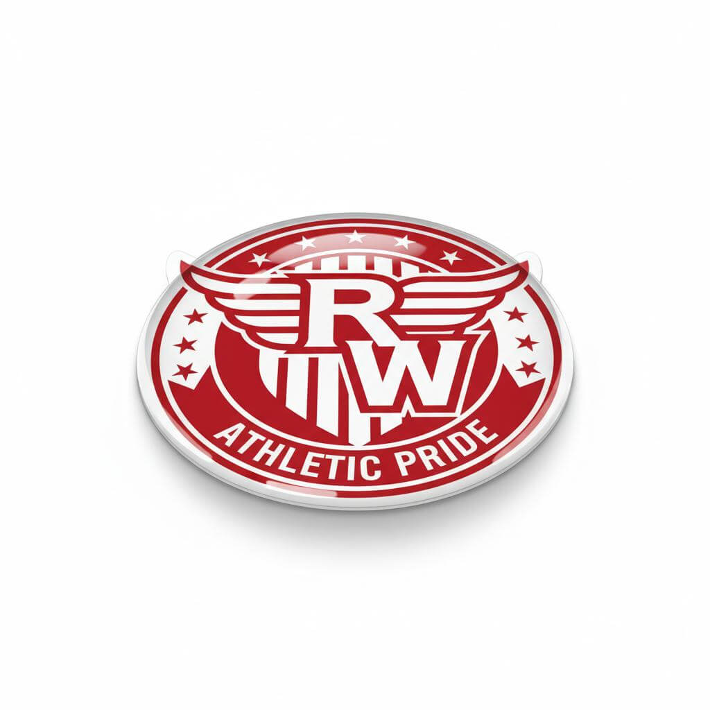 Campione di decalcomania per logo sportivo con rivestimento resinato in rilievo