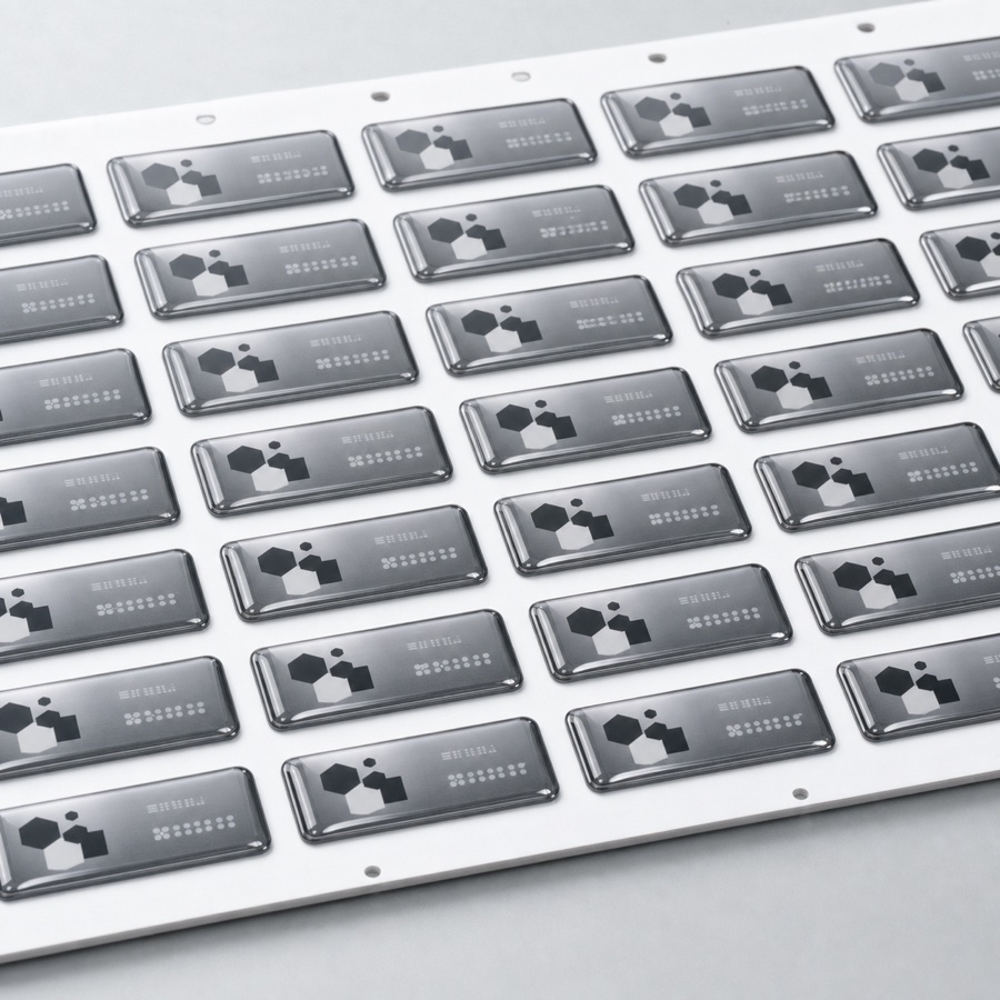 Regular sheet layout for domed nameplate production