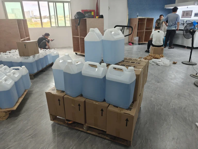 bulk resin containers in doming factory