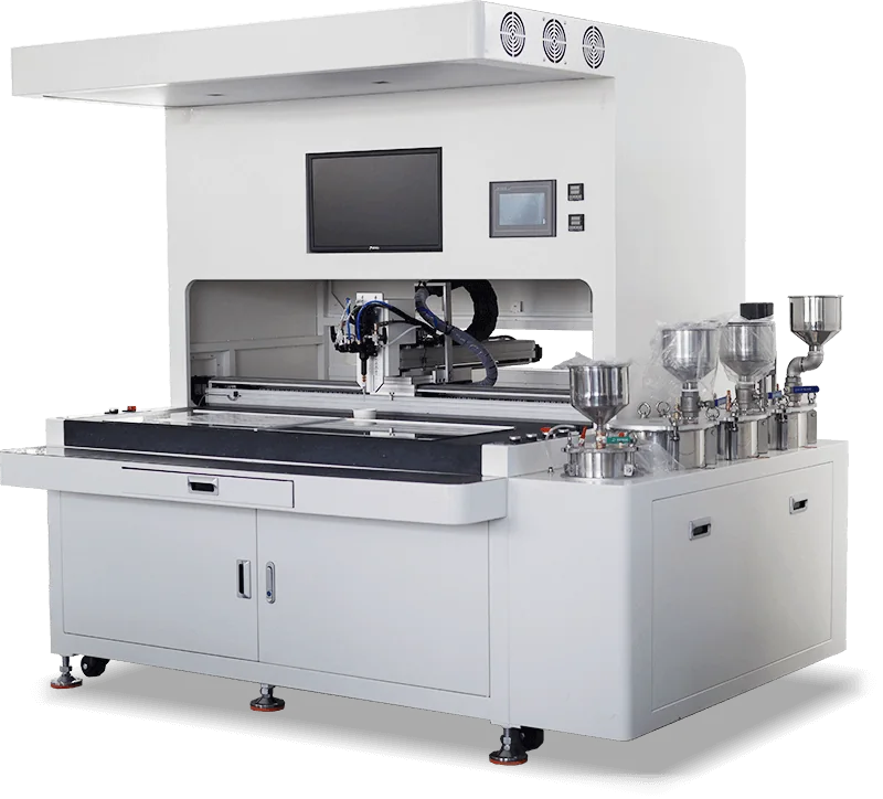 Máquina de doming con cámara CCD para pegatinas con disposición mixta