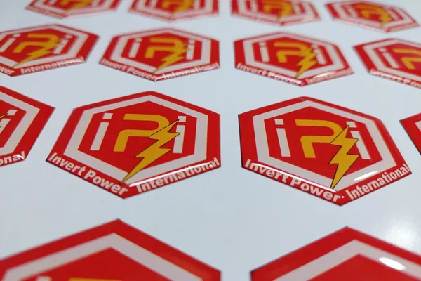 Domed decals sample with raised resin finish